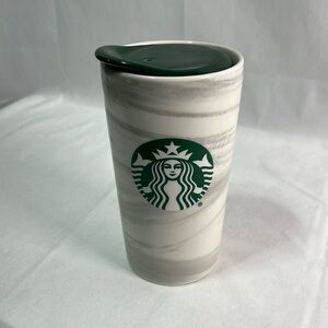 Starbucks 2020 Porcelain Insulated Drink Mug Green White